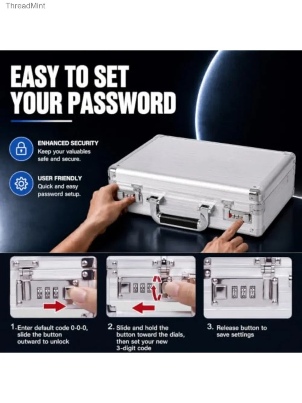 Aluminum Lockable Briefcase File Organizer Case
